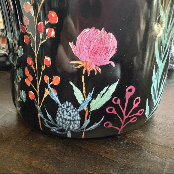 Rae Dunn Black Mug with Floral Accents - Picture 4 of 4